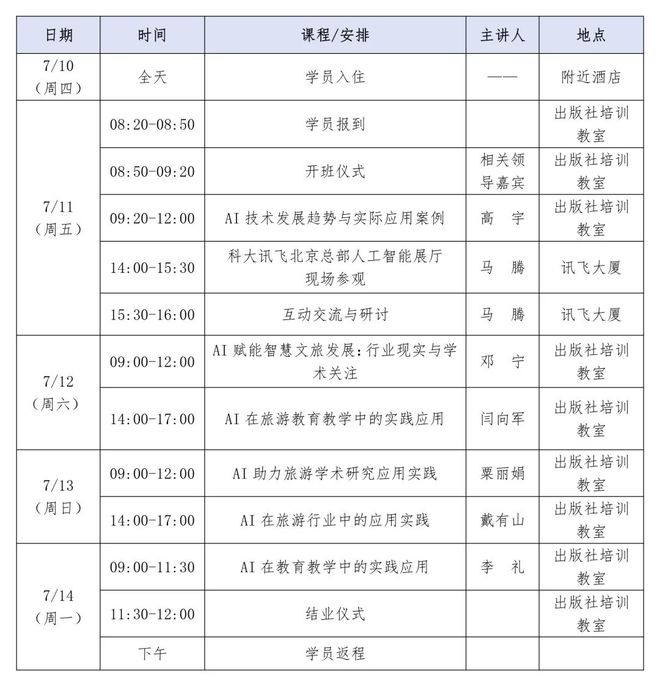 江南体育培训课程简介｜2025年天下旅游院校“AI+旅游教诲”师资才能培训班